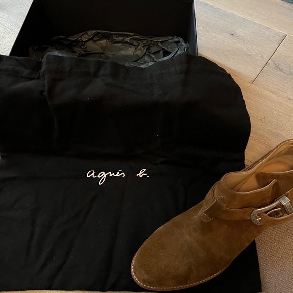 Agnes B Western Ankle Boots Brown Suede Size 38 NWB - Picture 3 of 7